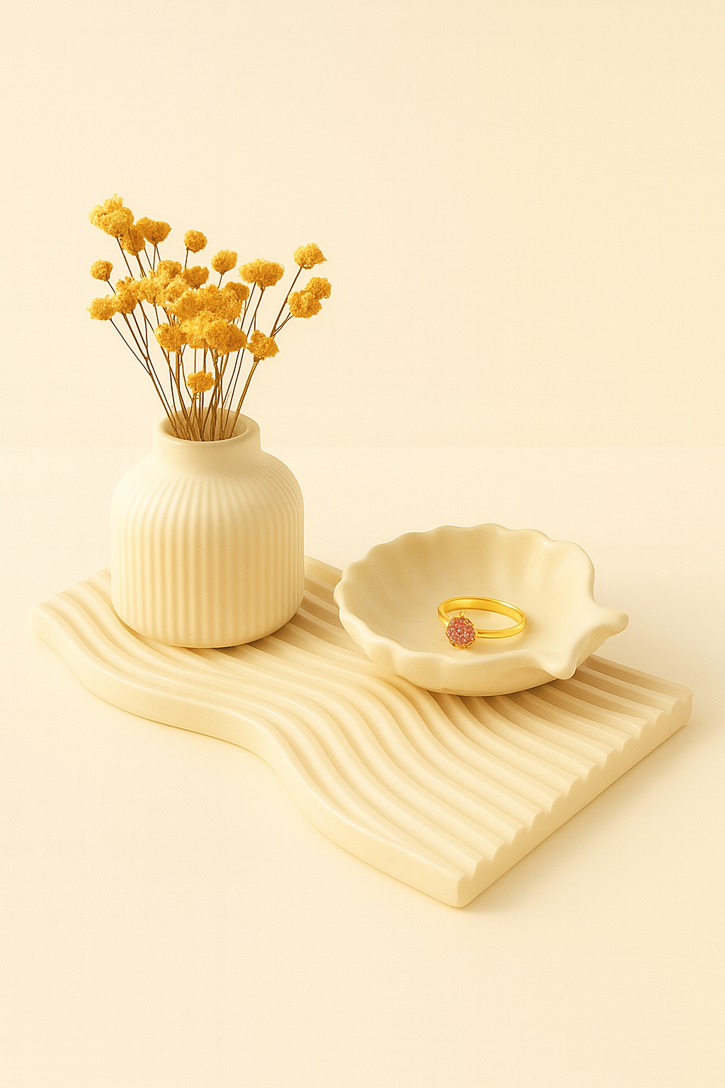 Ceramic Wave Tray Set – Minimalist Home Decor & Jewelry Display