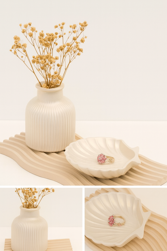 Ceramic Wave Tray Set – Minimalist Home Decor & Jewelry Display
